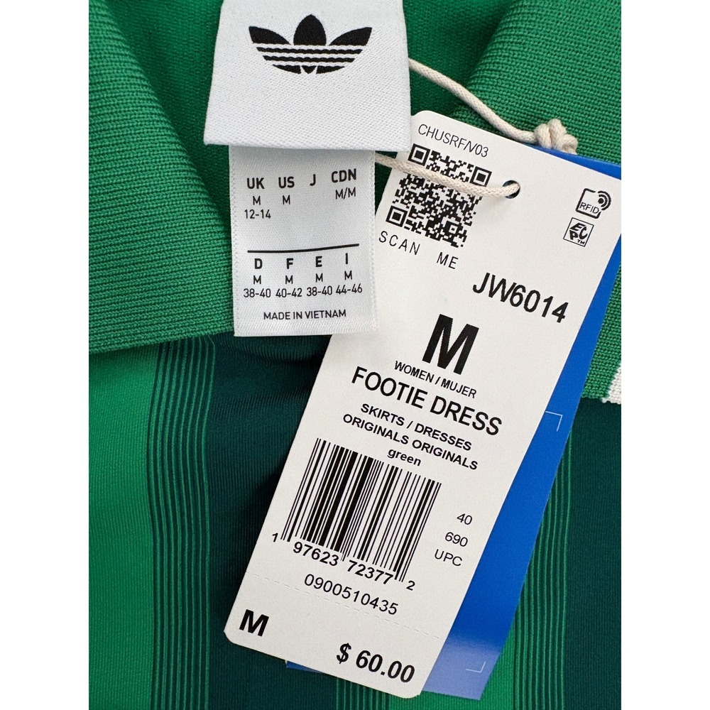 NWT Women's Adidas Originals Striped Footie (Soccer) Dress - Medium - Green - Picture 7 of 8